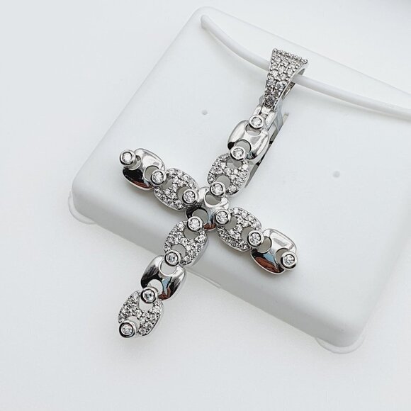"925 Sterling Silver Plated CZ Pendant, EVBRS334 - Picture 1 of 9